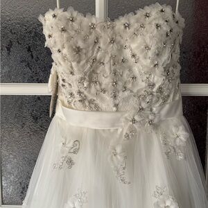 Elegant Ivory/Silver Wedding Gown